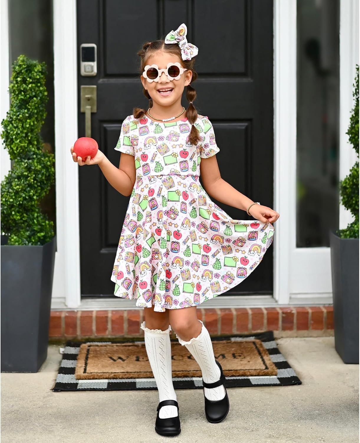 Stelle Mary Jane Shoes for Girls School Uniform Flats Dress Shoes Church for Little/Big Kids(Black)