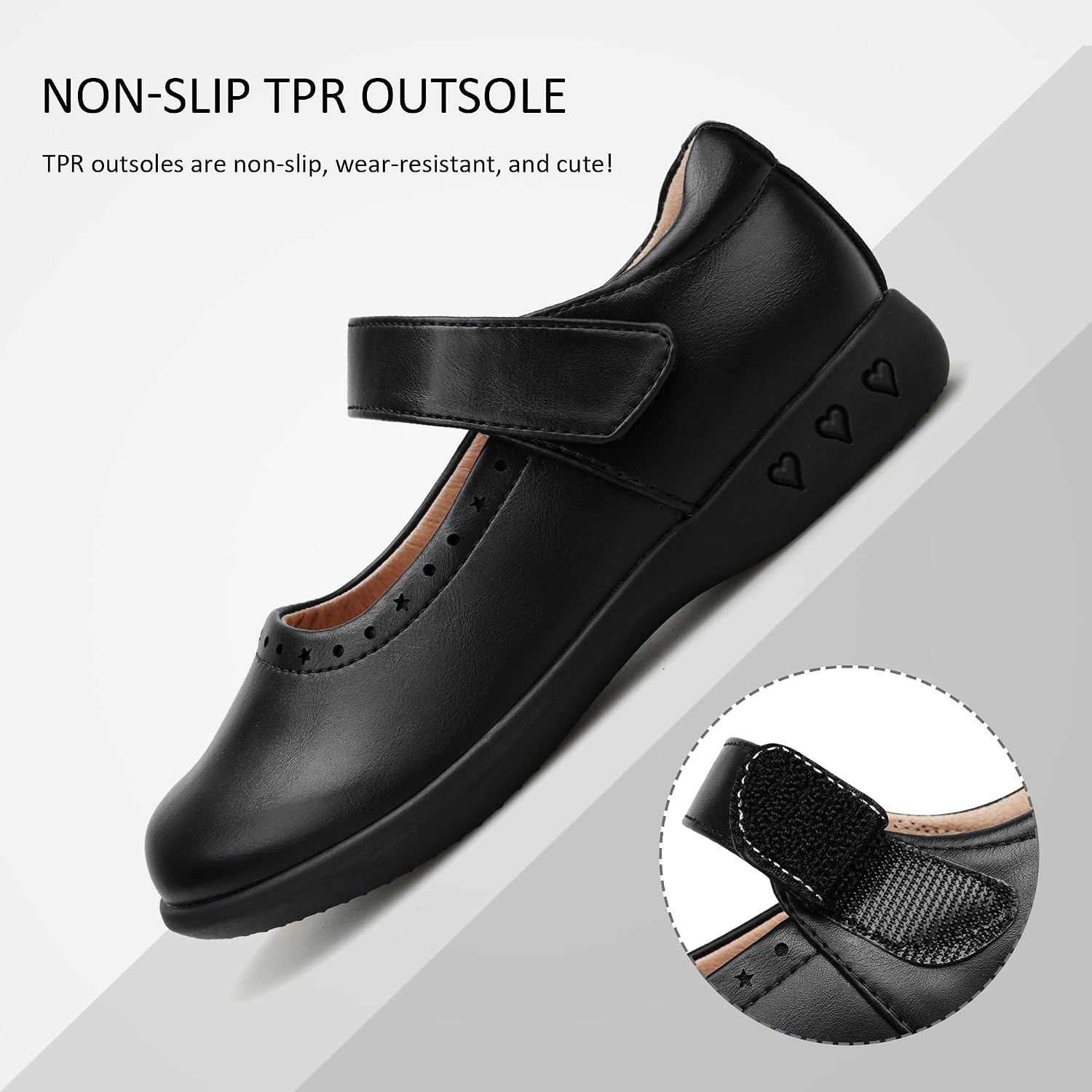 Stelle Mary Jane Shoes for Girls School Uniform Flats Dress Shoes Church for Little/Big Kids(Black)