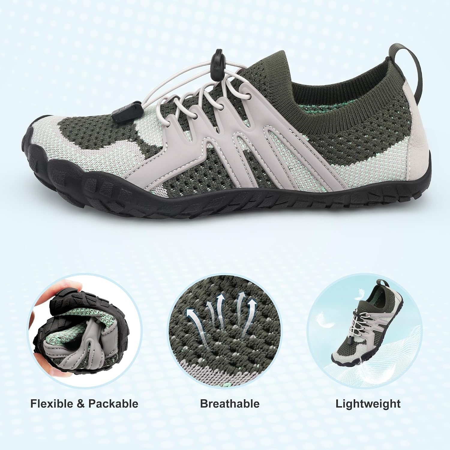Stelle Water Shoes for Women Barefoot Aqua Shoes for River Swim(Grey)