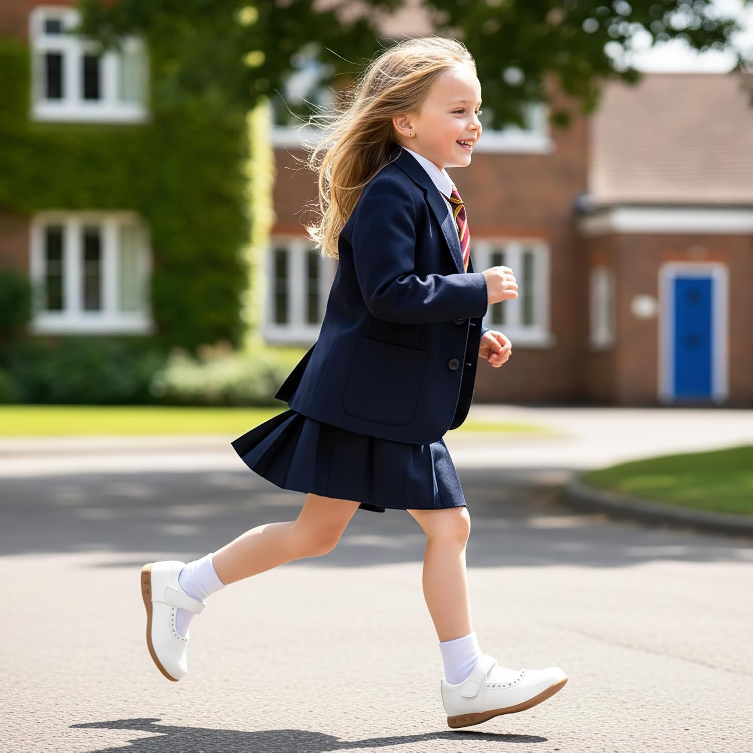 Stelle Mary Jane Shoes for Girls School Uniform Flats Dress Shoes Church for Little/Big Kids(White)