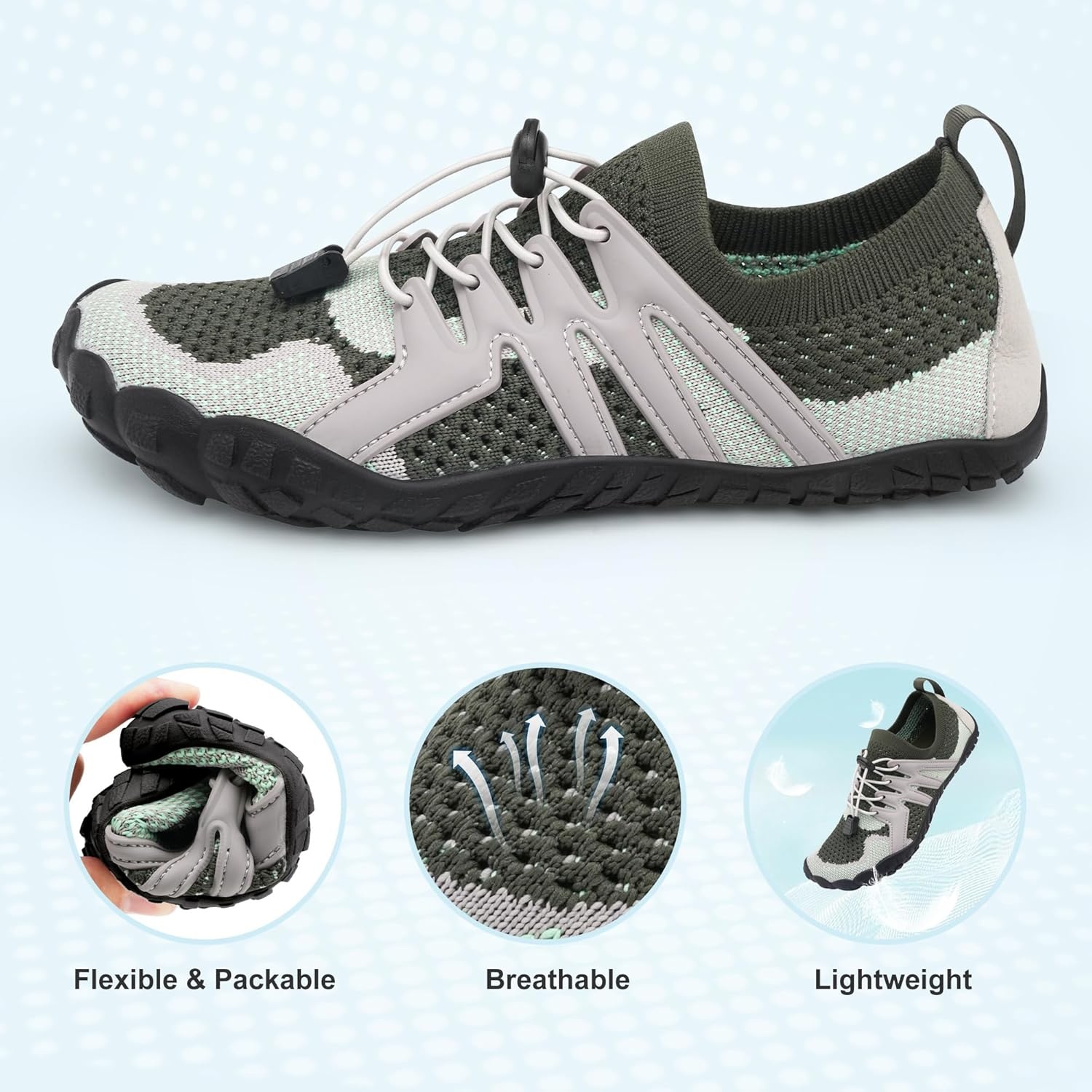 Stelle Water Shoes for Women Men, Quick-Dry Barefoot Aqua Shoes for Beach, Swim, Pool, Boating & Yoga, Lightweight Water Shoes for Adult(Grey)