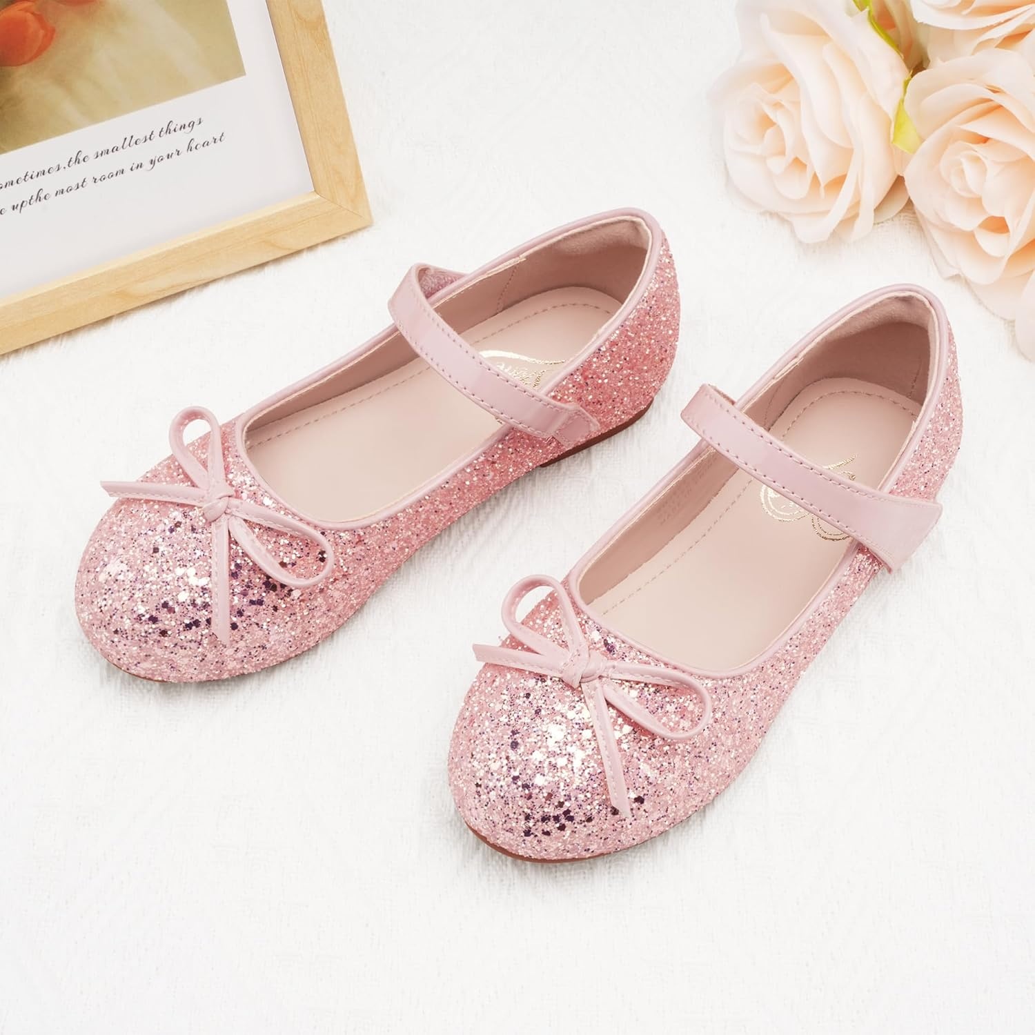 Stelle Girls Dress Shoes Toddler Flower Wedding Party Shoes Mary Jane School Flats(Toddler/Little Kids/Big Kids)(1-pink)