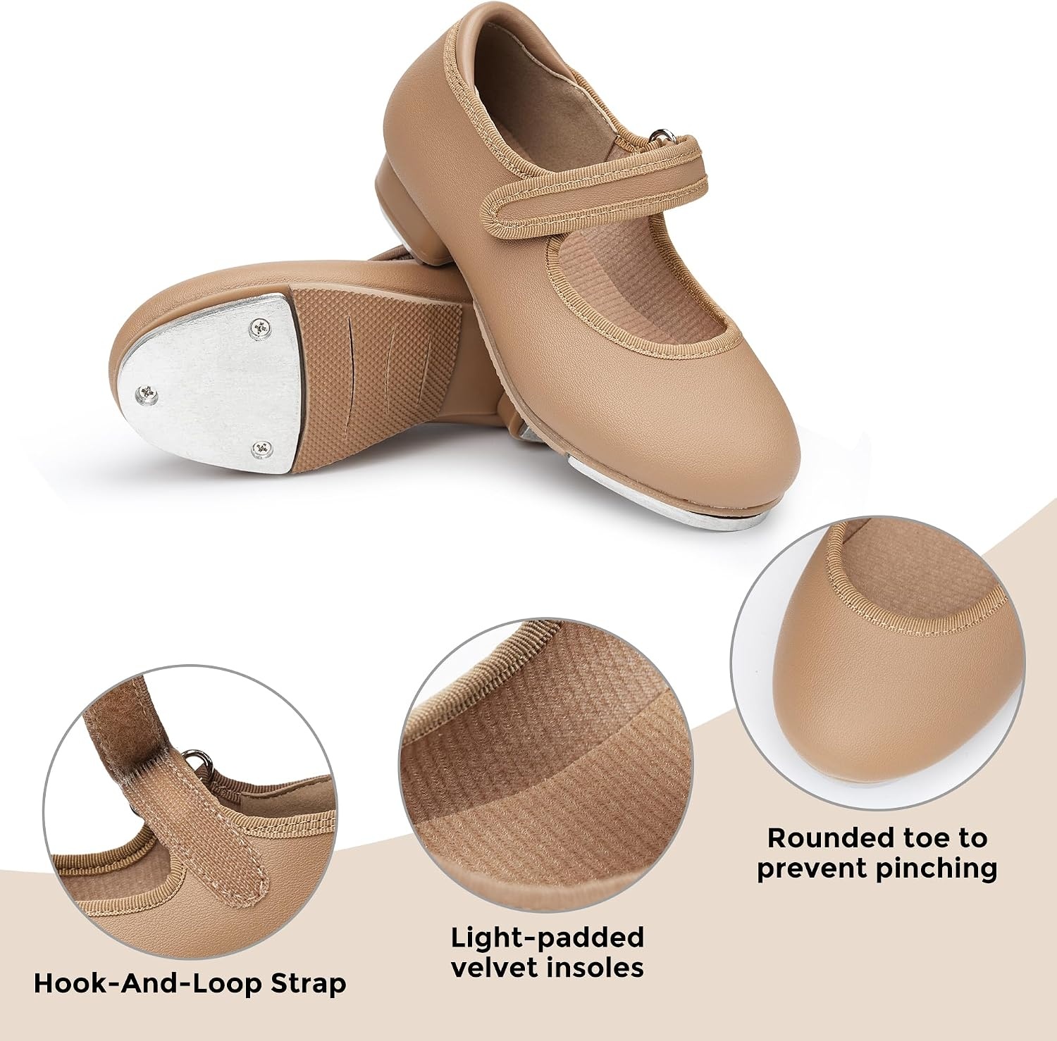 Stelle Tap Shoes for Girls Toddler Boys Dance Shoes(Tan)
