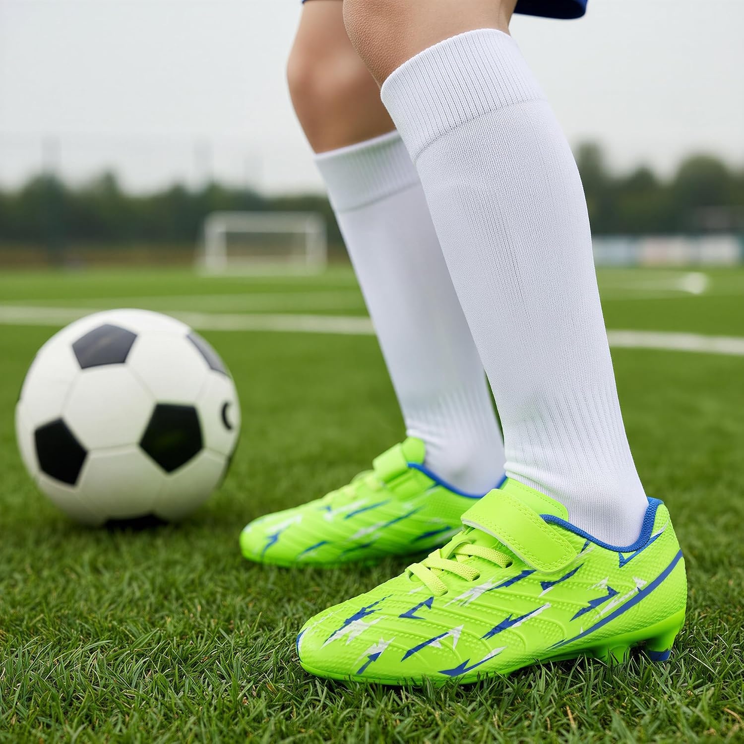 Stelle Boys Soccer Cleats for Kids Girls(Neon Green)