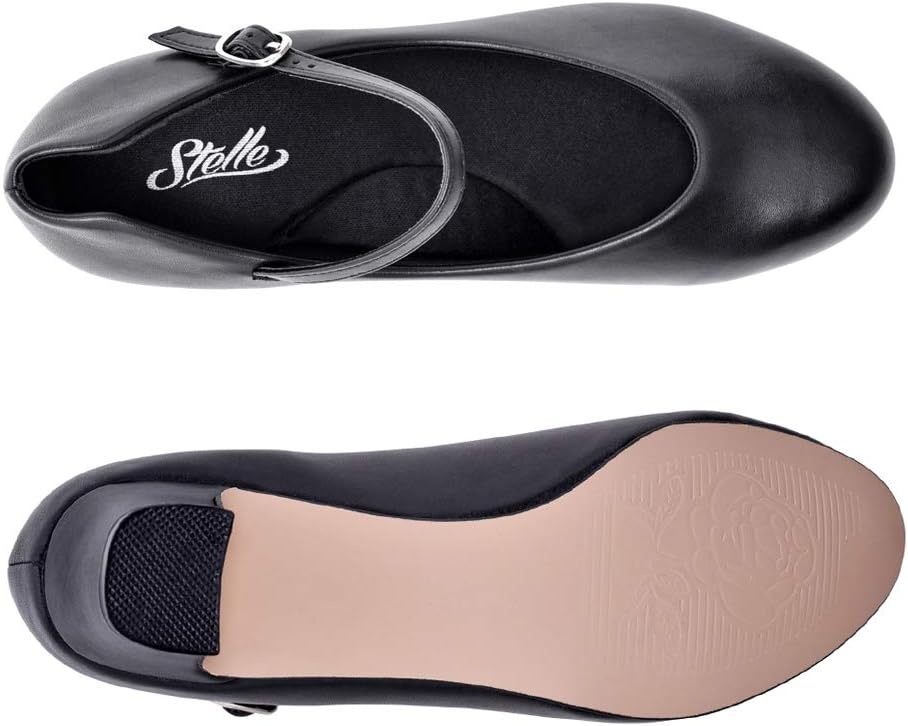 Stelle 2″ Ankle Strap Character Shoes for Women | 2-inch heel,Adjustable ankle strap,Memory foam insole,Rubber outsole,Breathable lining(2black)