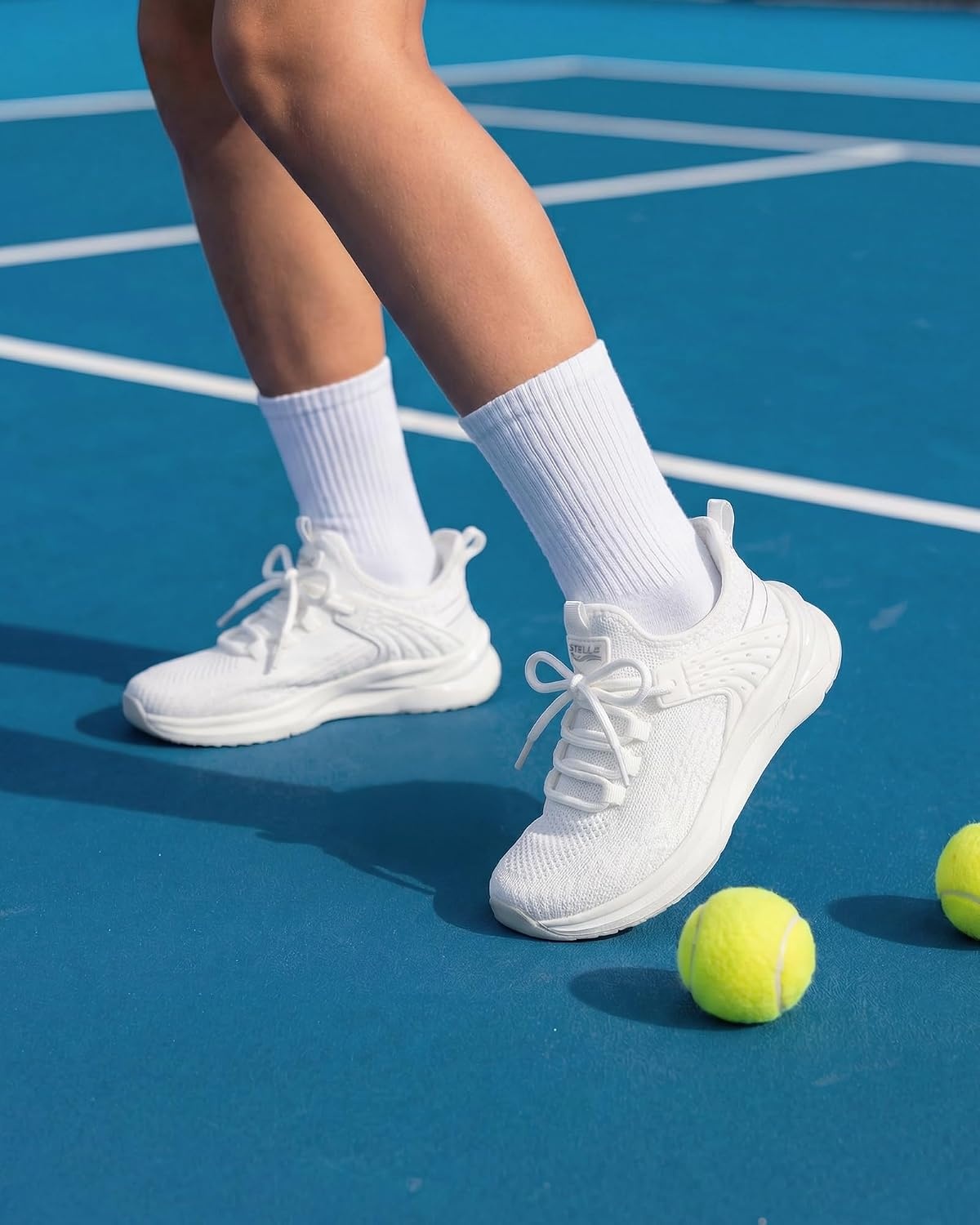 Stelle Girls Tennis Shoes with DIY Charms Slip-on Kids Sneakers | Lightweight Running Shoe Boys Walking Athletic Flats for Little/Big Kids(White)