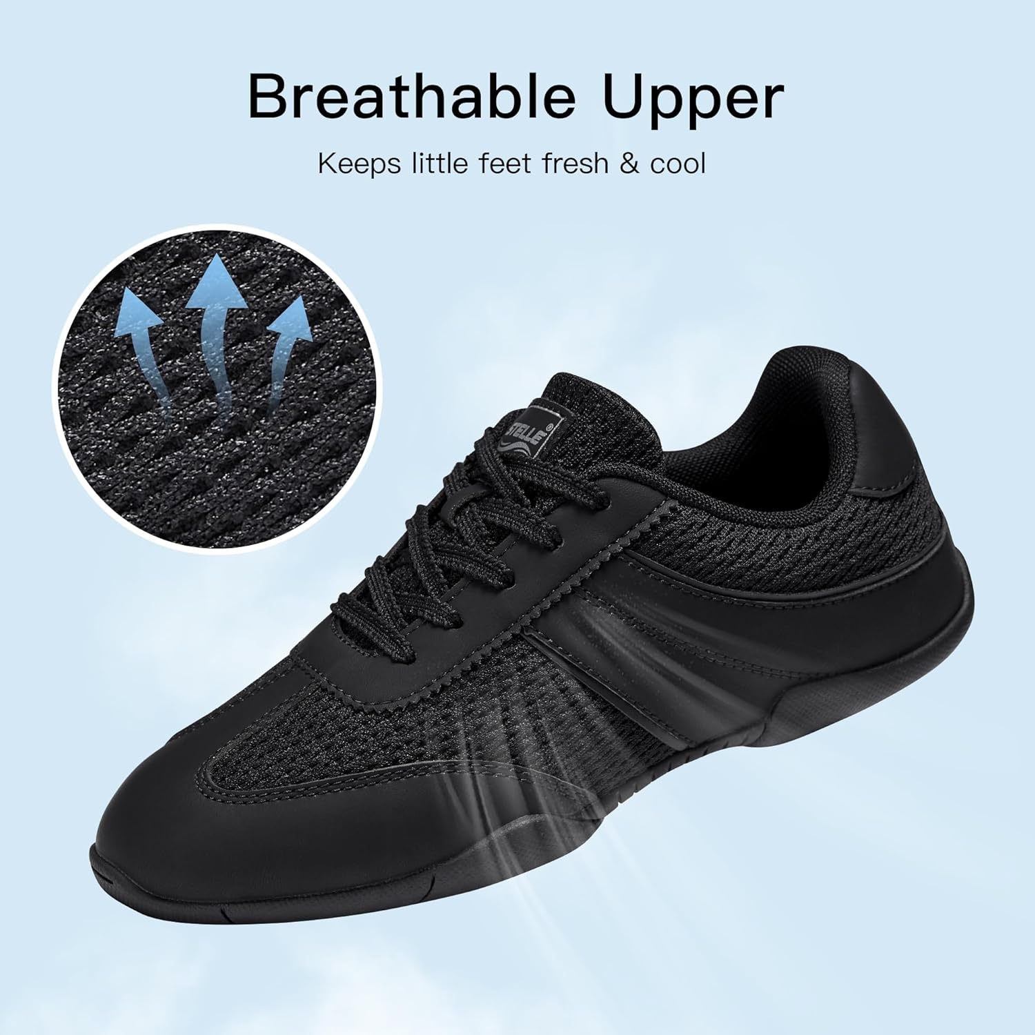Stelle Cheer Shoes Women White Girls Cheerleading Shoes Competition Sneakers Training Breathable Lightweight Tennis Sports(Black)
