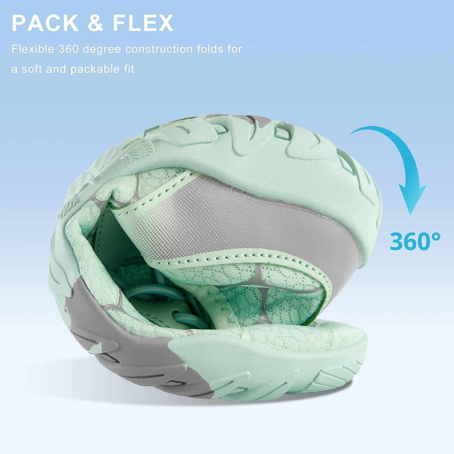 Stelle Water Shoes for Women Adult Aqua Shoes for Swim Lake | River Beach Rafting Kayaking Barefoot Quick-Dry Mesh Lightweight Comfort Adjustable Bungee Laces Non-Slip Rubber Outsole(Mint Green)