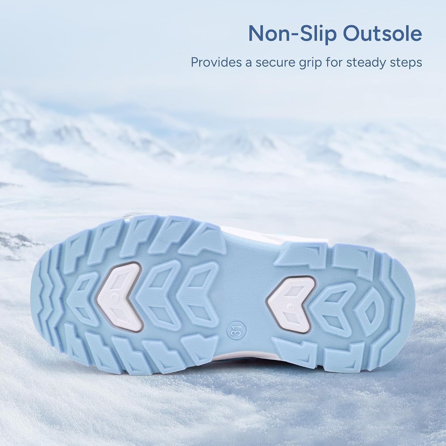 Stelle Girls Snow Boots with Side Zipper Kids Warm Winter Boots(Icy Blue)