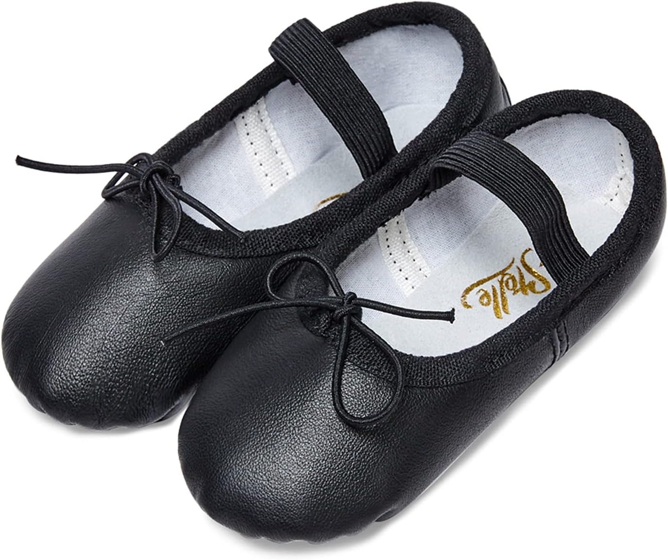 Stelle Ballet Shoes for Girls Toddler Genuine Leather Ballet Dance Slippers for Toddler/Little/Big Kids/Boys(Black)