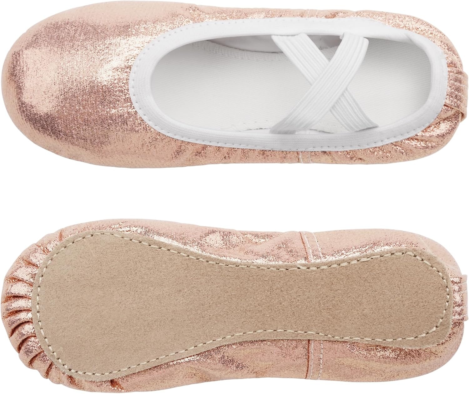 Stelle Ballet Slippers for Girls Glitter Metallic Vegan Leather Full Sole | Ballet shoes for girls, Ballerina slippers, Crisscross elastic straps, Suede full outsole, Recitals, Costumes(Gold)